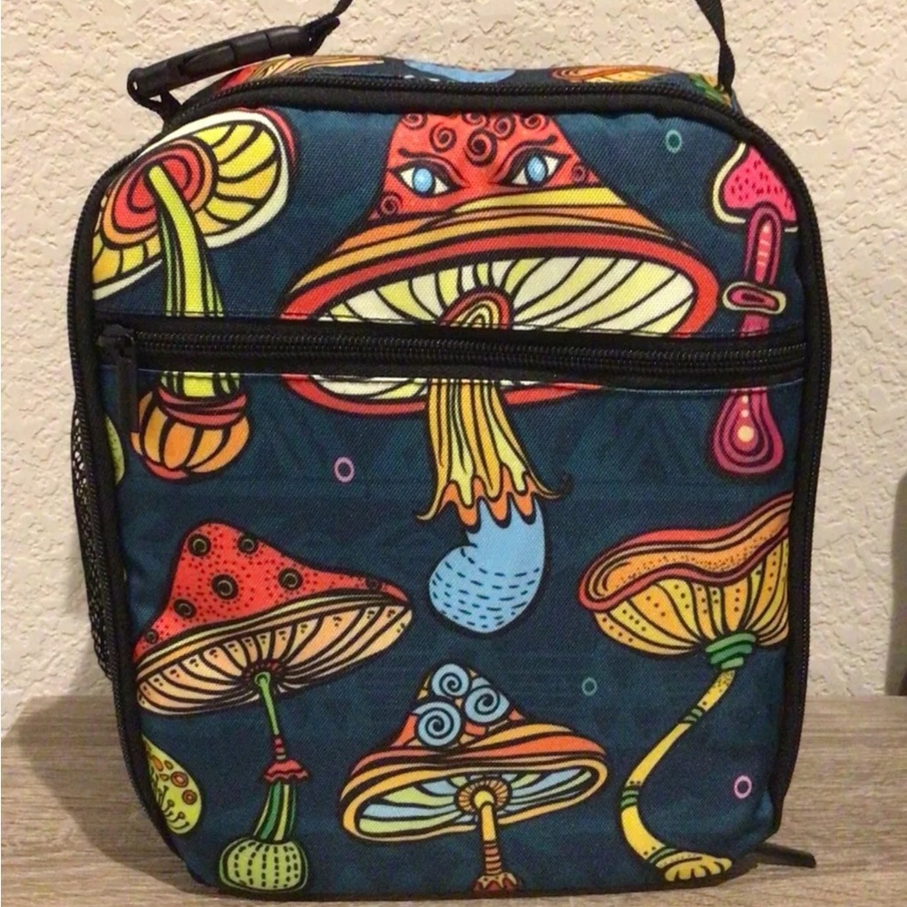 Reusable Insulated Lunch Bag GROOVY MUSHROOM Design 10”x8” NEW